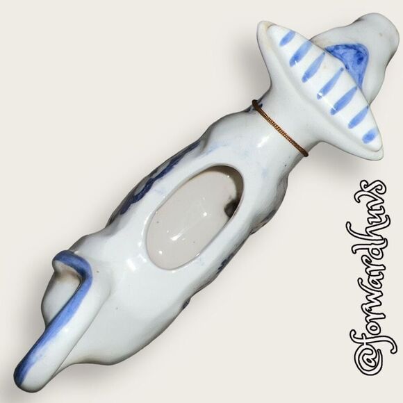 Blue & White Windmill Delft Cow Creamer with Bell - Picture 4 of 11